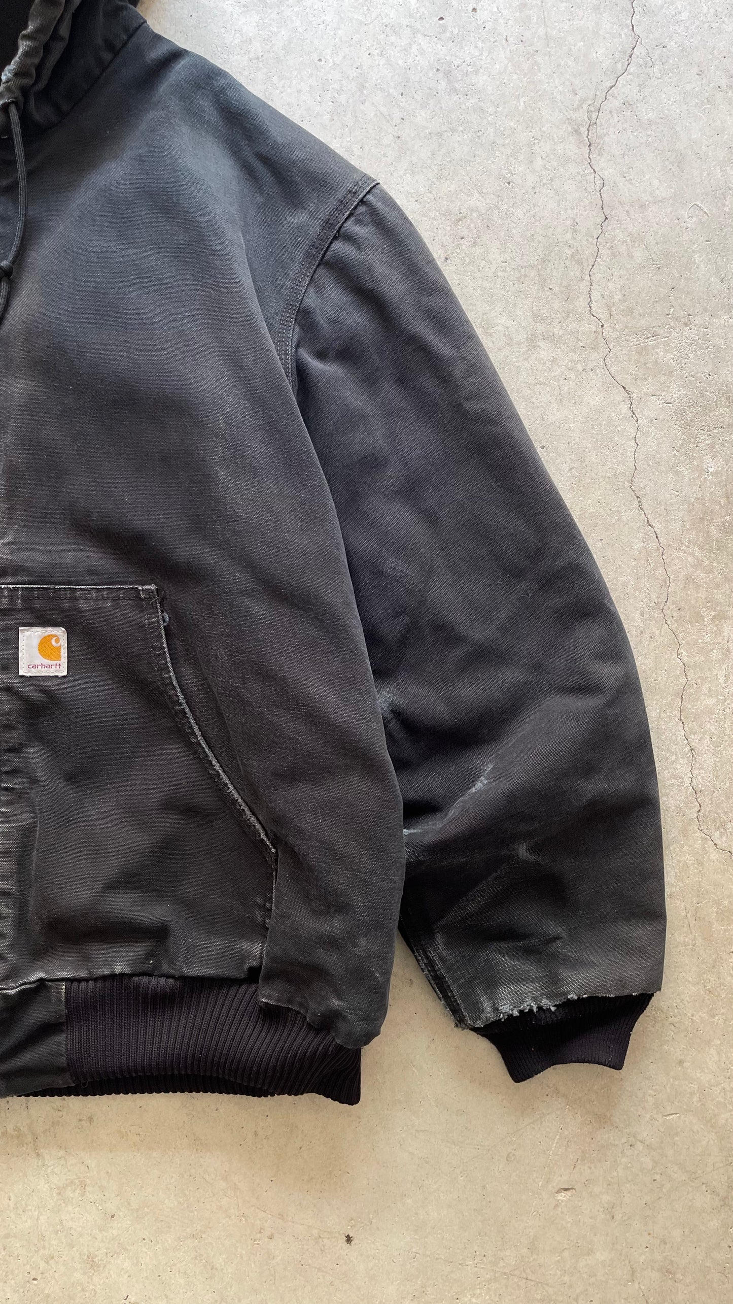 1990S FADED CARHARTT ZIP UP JACKET BLACK - XL