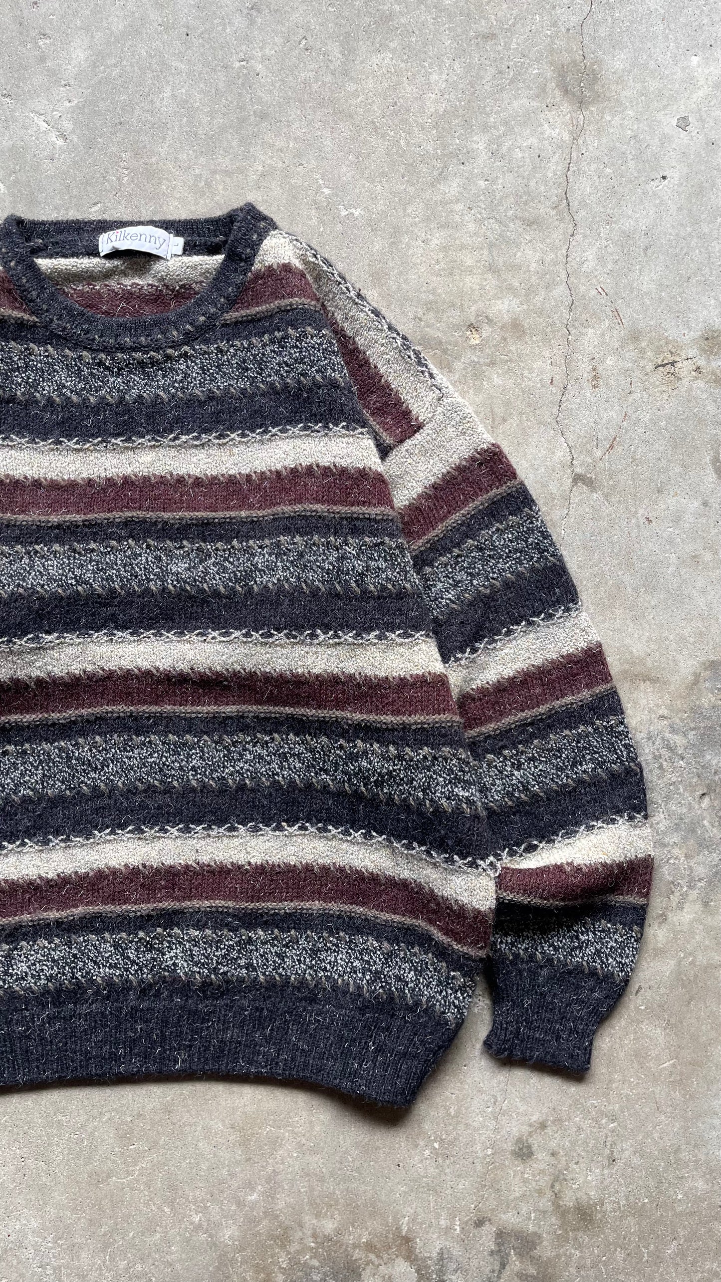 1990S STRIPED SWEATER NAVY/CREAM - L