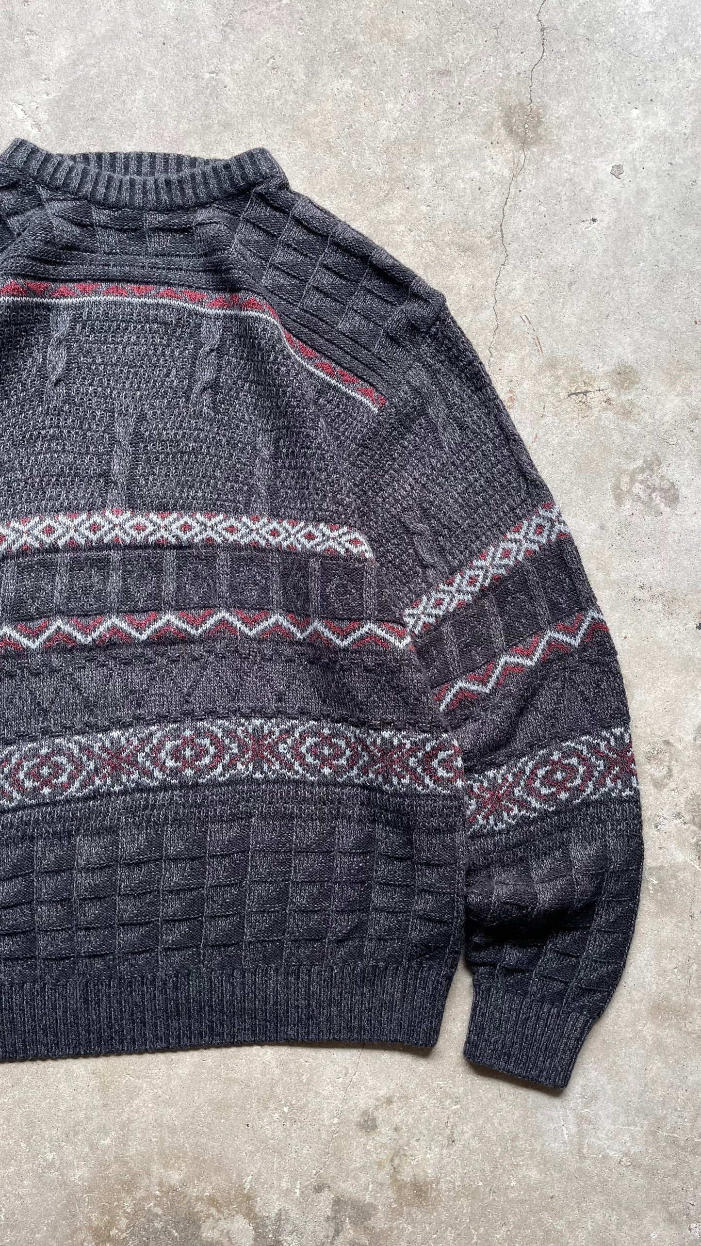1990S PATTERENED SWEATER BLACK - XL