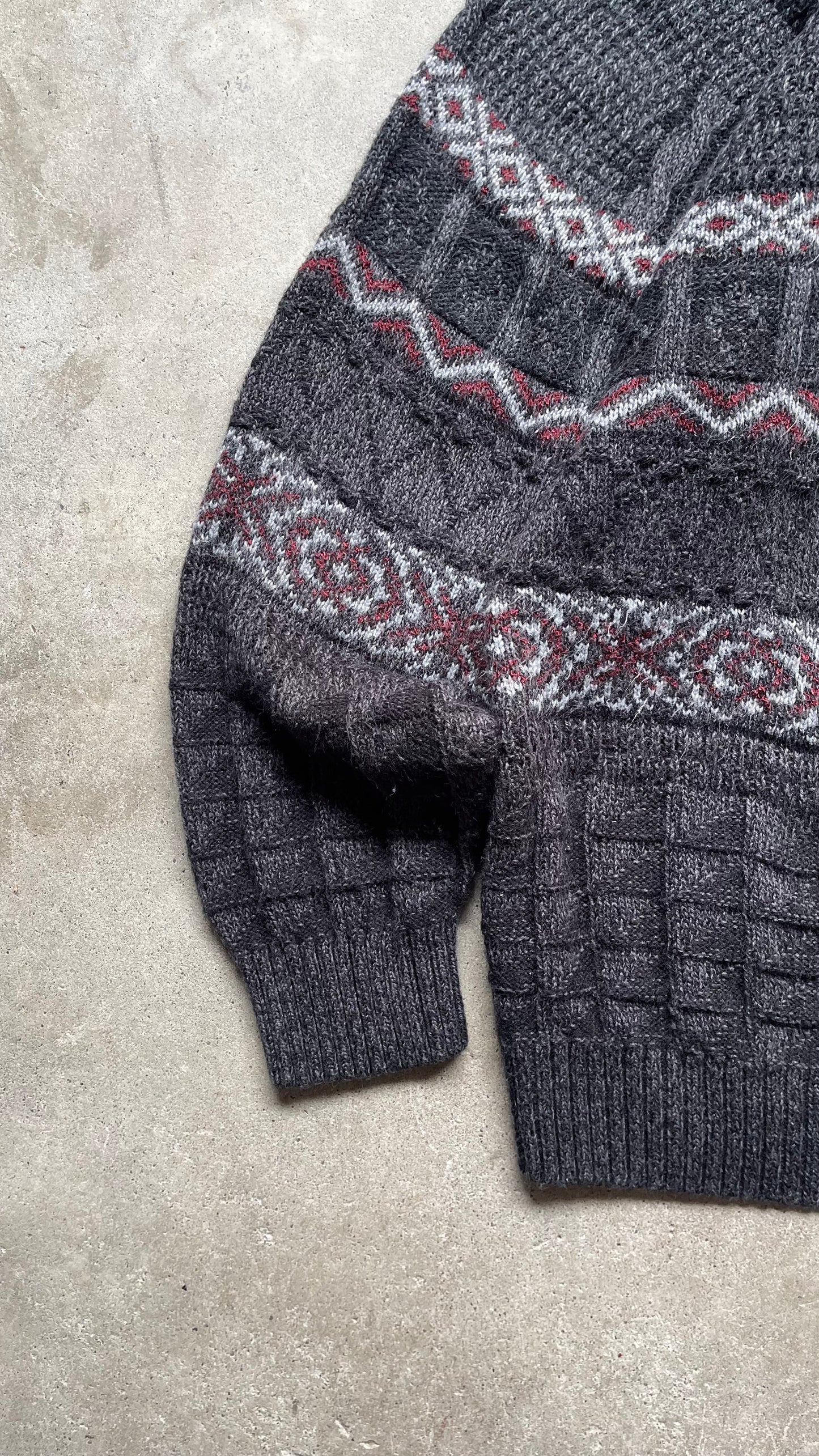 1990S PATTERENED SWEATER BLACK - XL