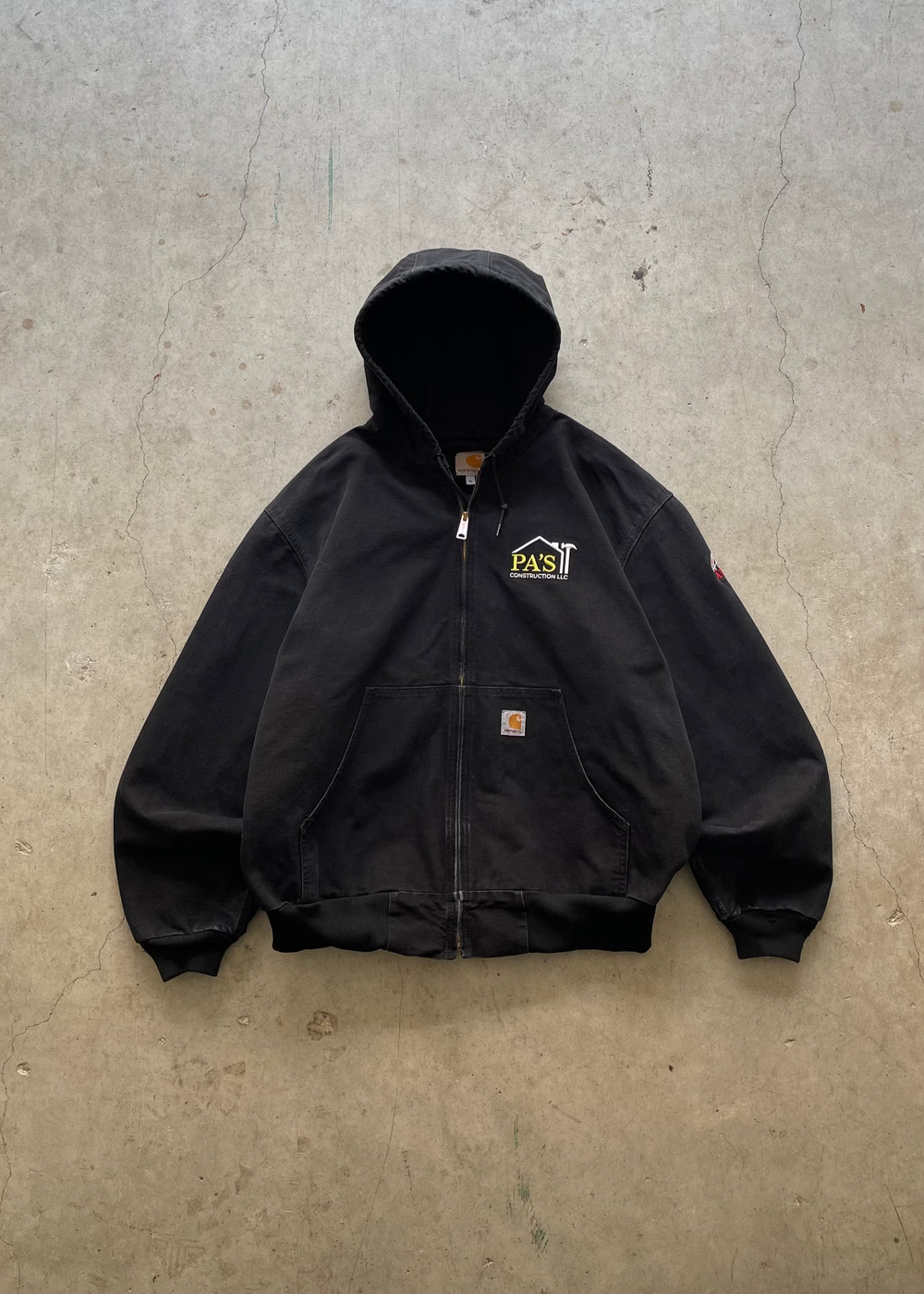1990S FADED CARHARTT ZIP UP JACKET BLACK - XL