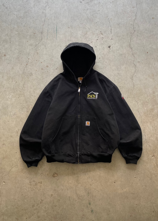 1990S FADED CARHARTT ZIP UP JACKET BLACK - XL