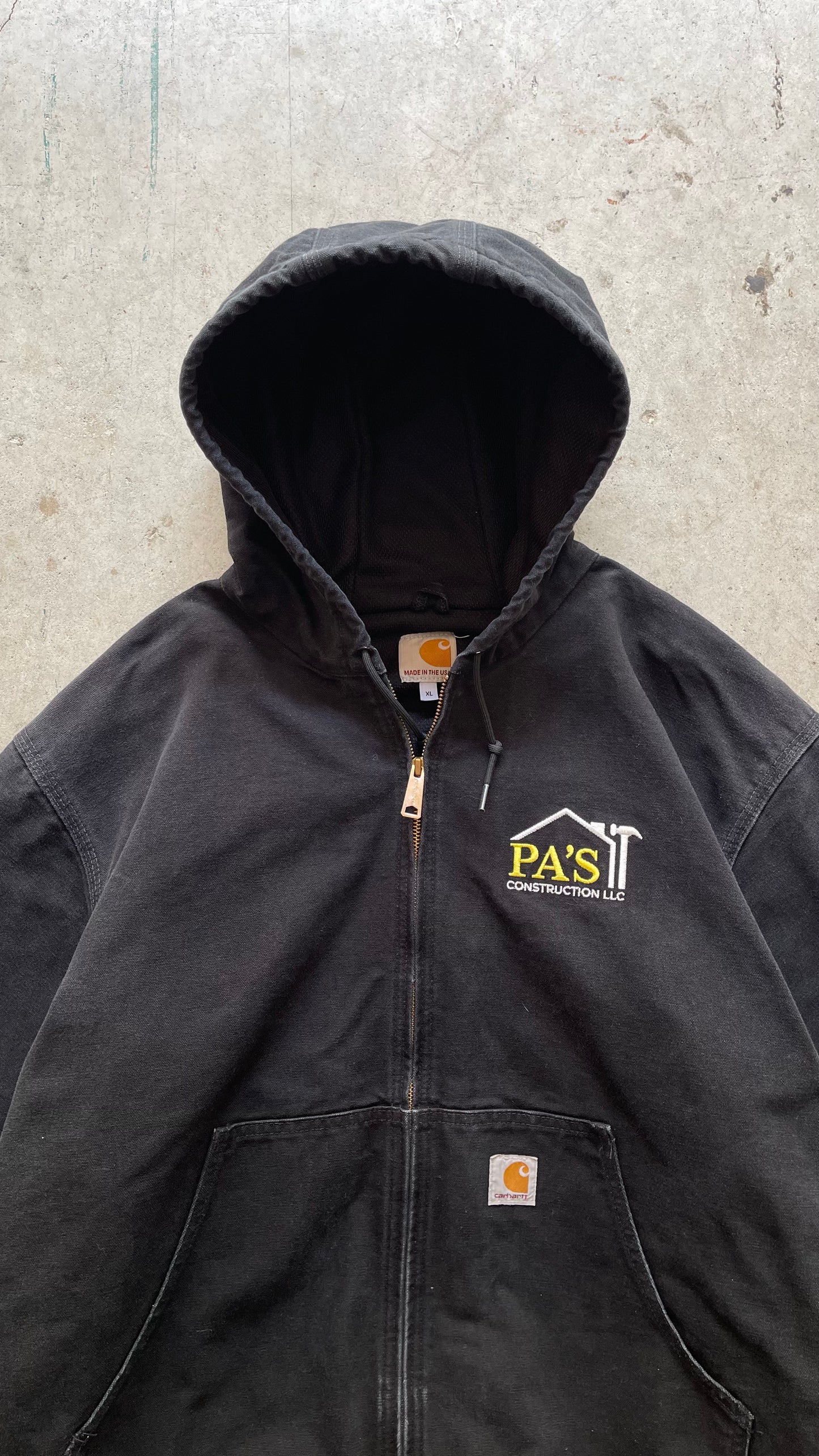 1990S FADED CARHARTT ZIP UP JACKET BLACK - XL