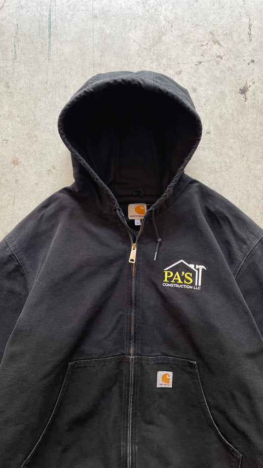 1990S FADED CARHARTT ZIP UP JACKET BLACK - XL