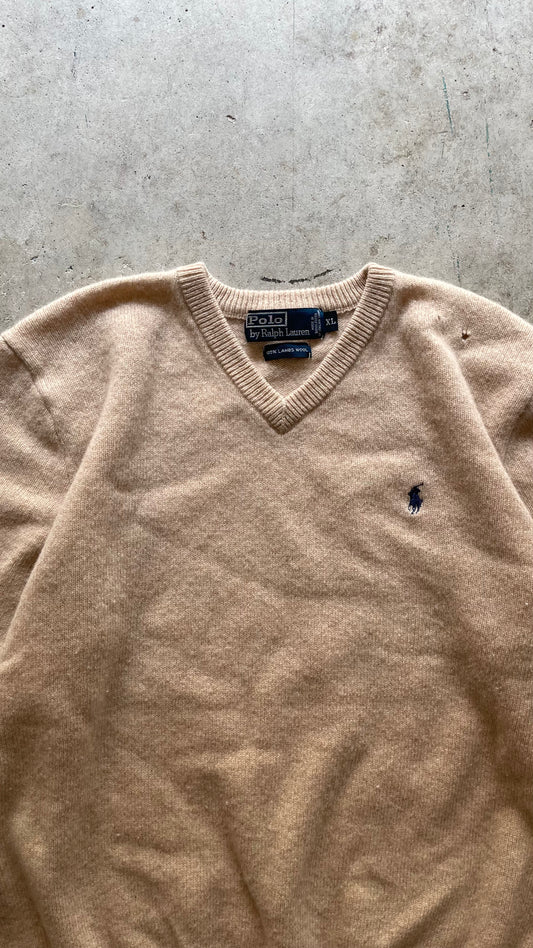 2000S POLO RALPH LAUREN WOOL SWEATER BEIGE - XL