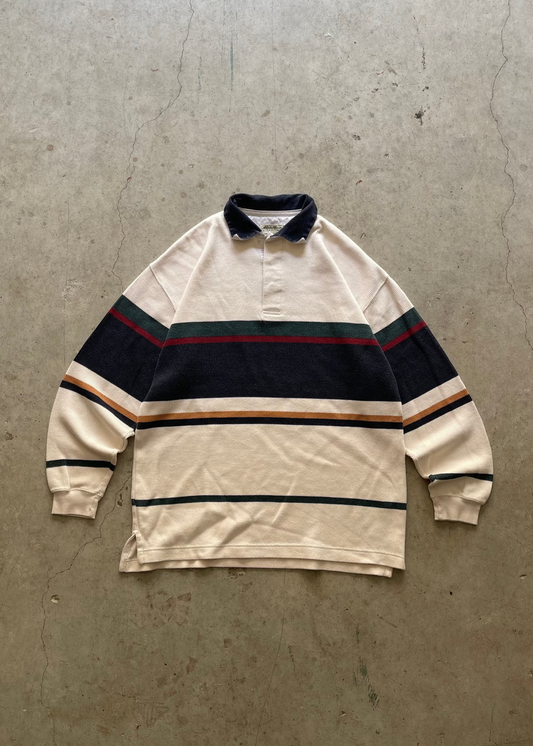 2000S EDDIE BAUER STRIPES RUGBY SWEATSHIRT - M