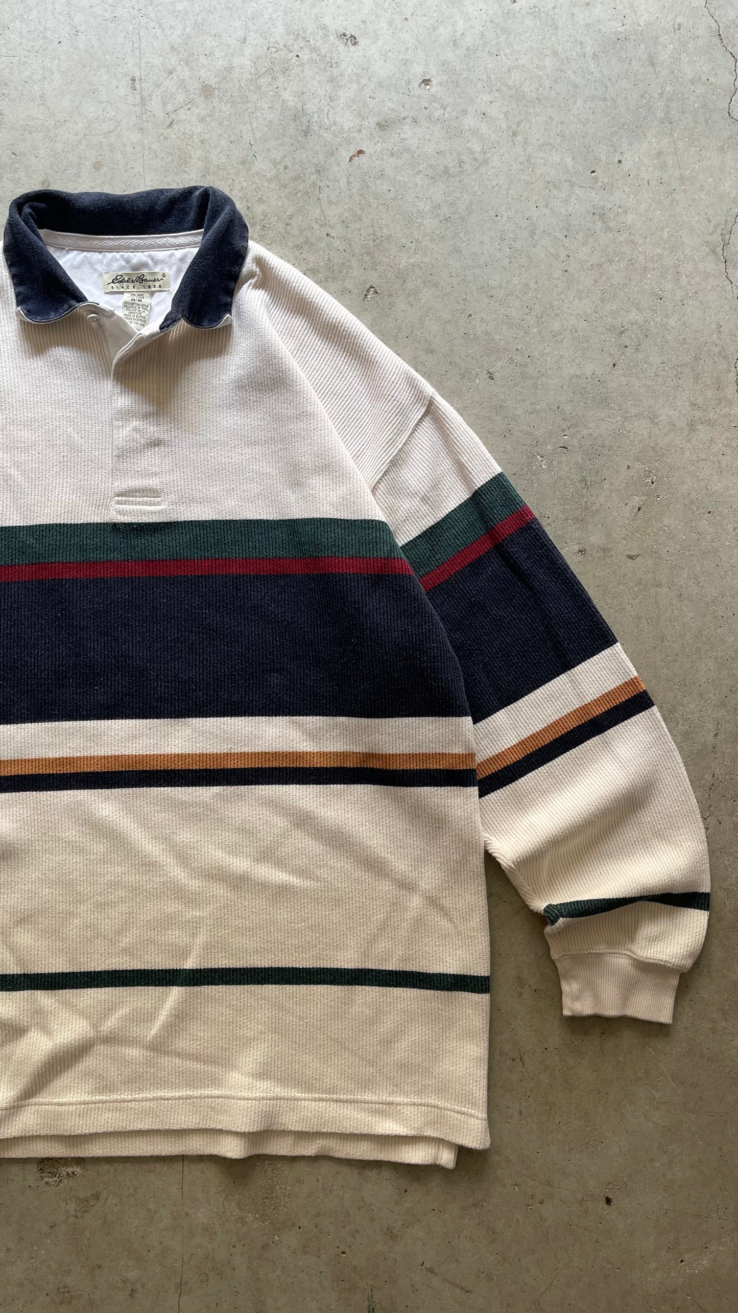 2000S EDDIE BAUER STRIPES RUGBY SWEATSHIRT - M