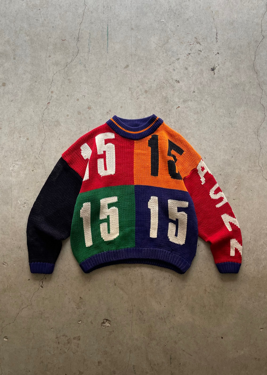 1990S SPORTS WOOL SWEATER - L