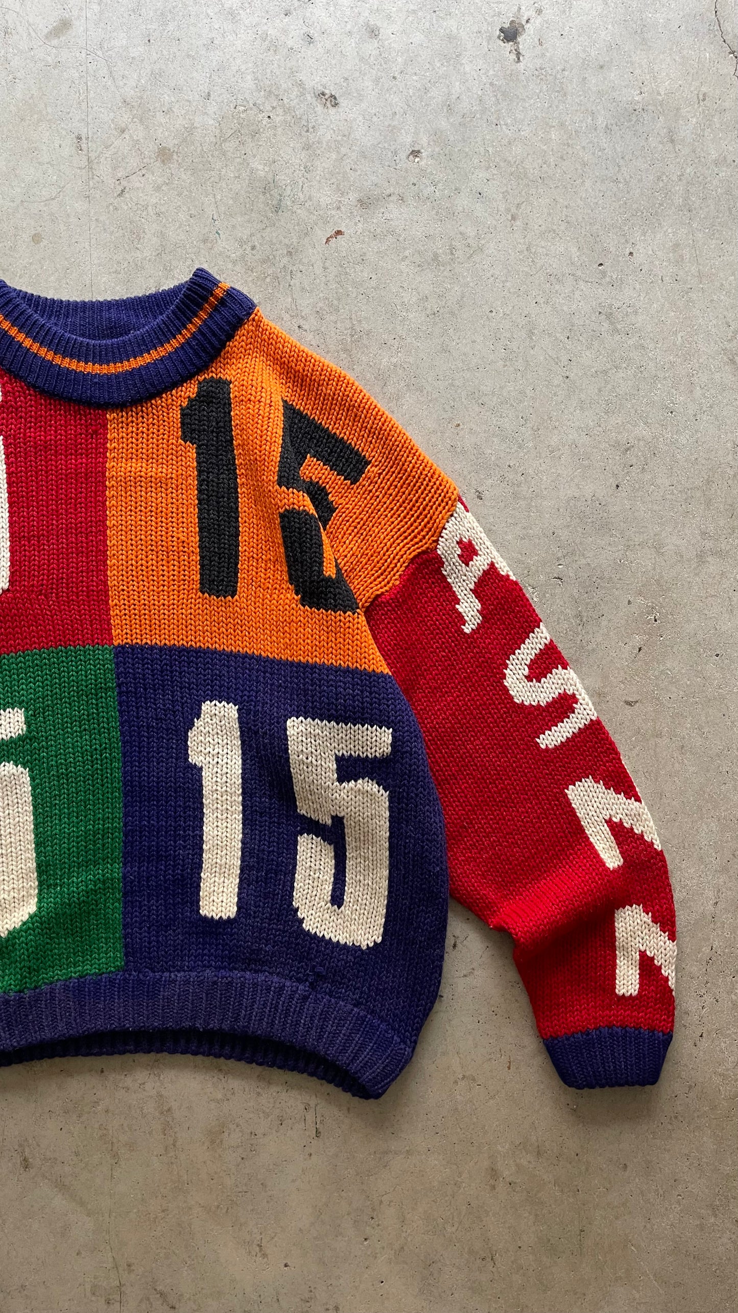 1990S SPORTS WOOL SWEATER - L