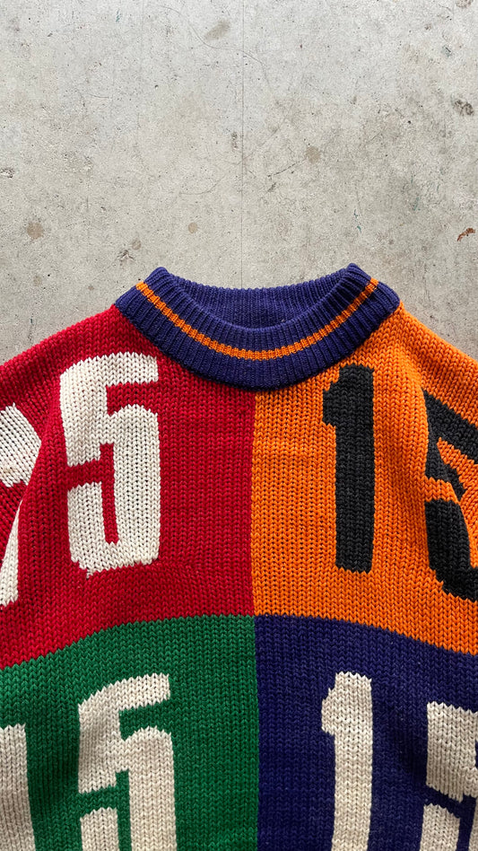 1990S SPORTS WOOL SWEATER - L