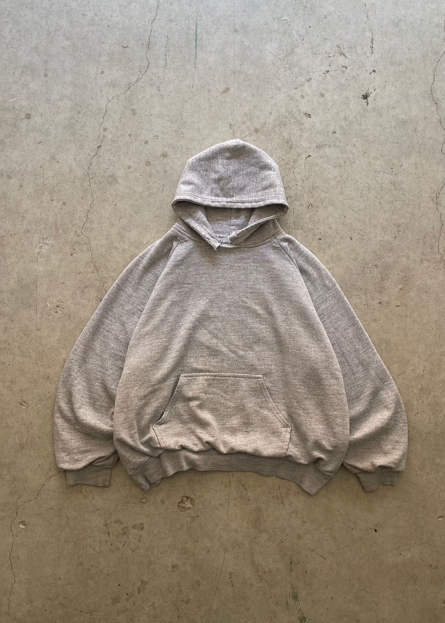 1990S HEATHER GREY BOXY HOODIE - L
