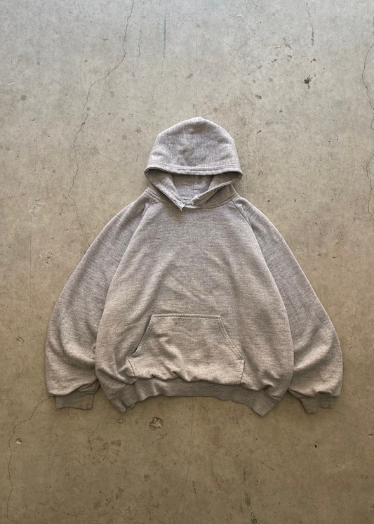 1990S HEATHER GREY BOXY HOODIE - L