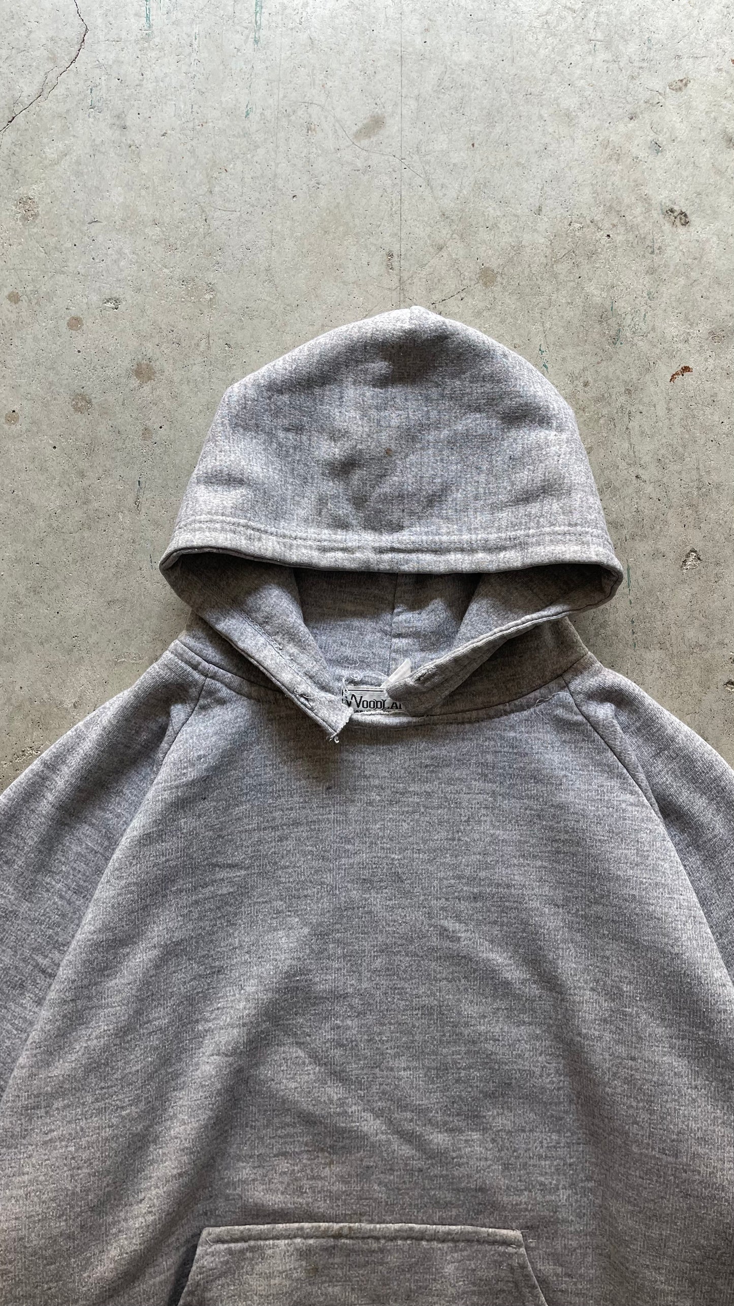 1990S HEATHER GREY BOXY HOODIE - L
