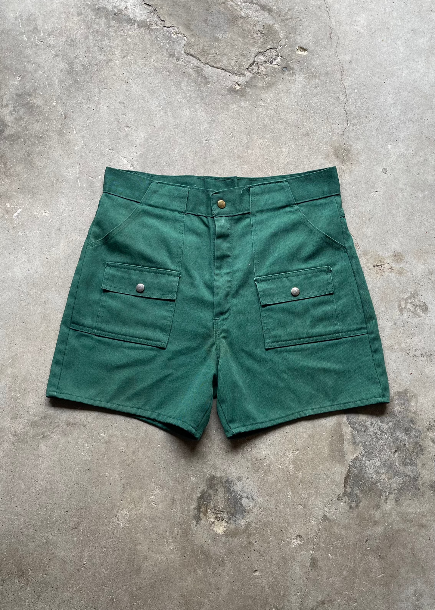 1990S BOY SCOUT TWO POCKET SHORTS GREEN - 34