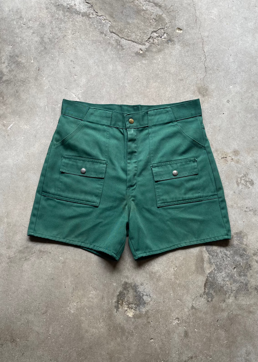 1990S BOY SCOUT TWO POCKET SHORTS GREEN - 34