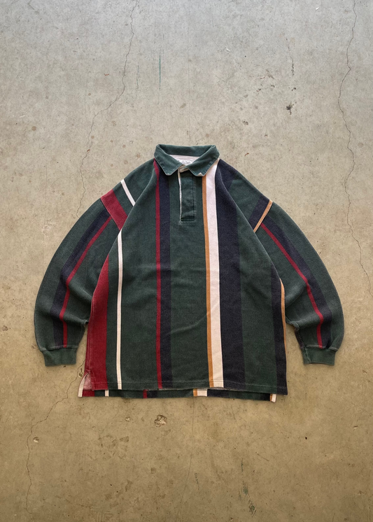 2000S EDDIE BAUER STRIPES RUGBY SWEATSHIRT - L