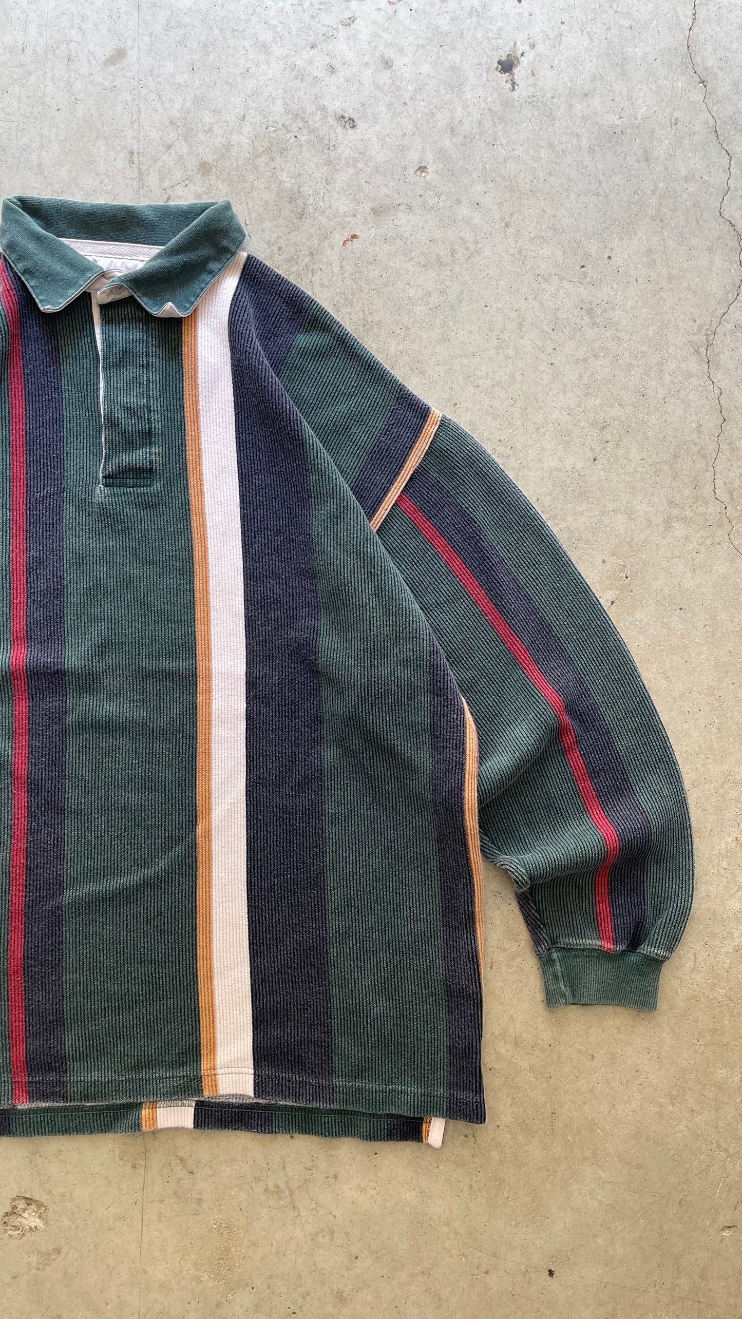 2000S EDDIE BAUER STRIPES RUGBY SWEATSHIRT - L