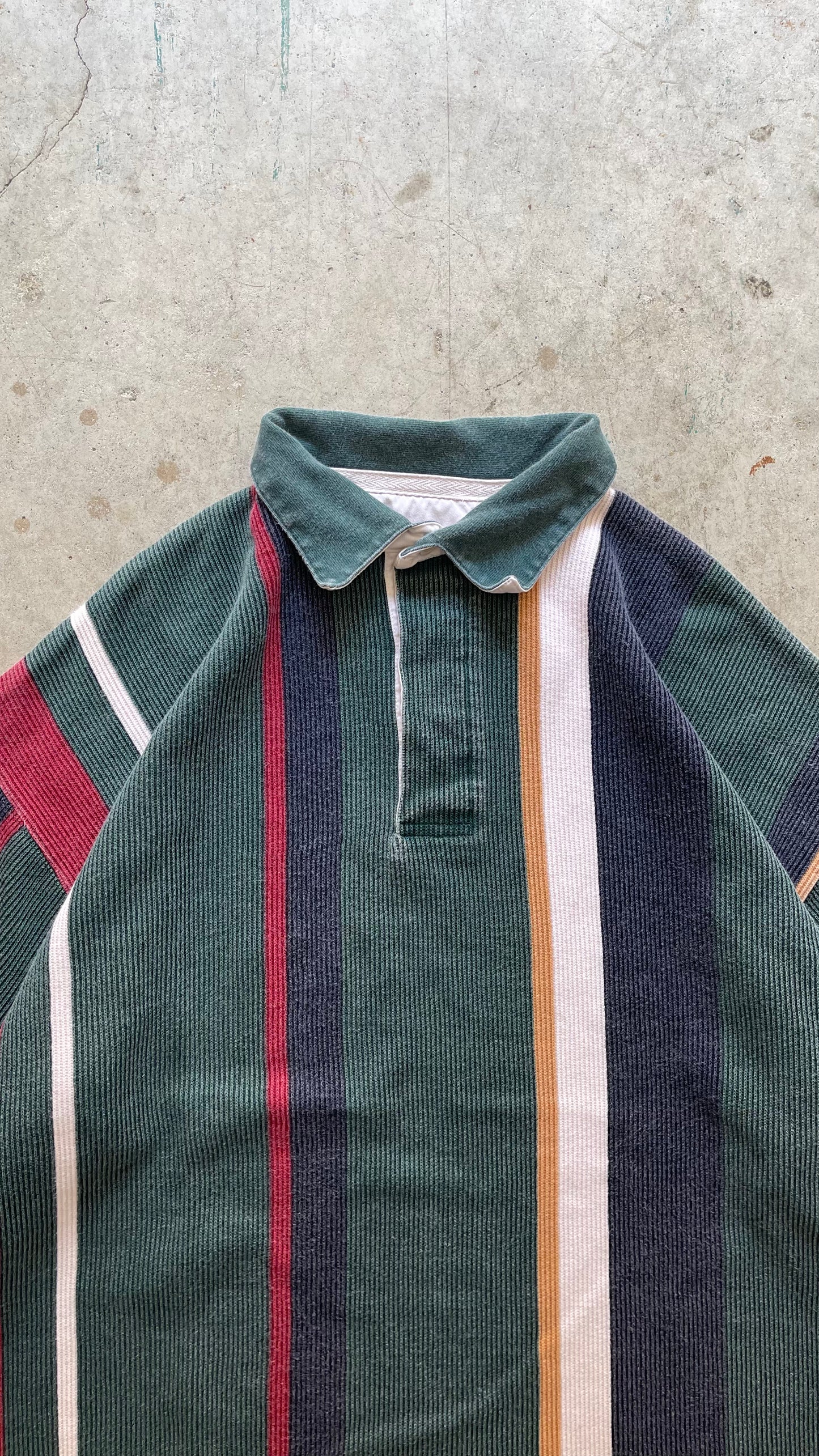 2000S EDDIE BAUER STRIPES RUGBY SWEATSHIRT - L