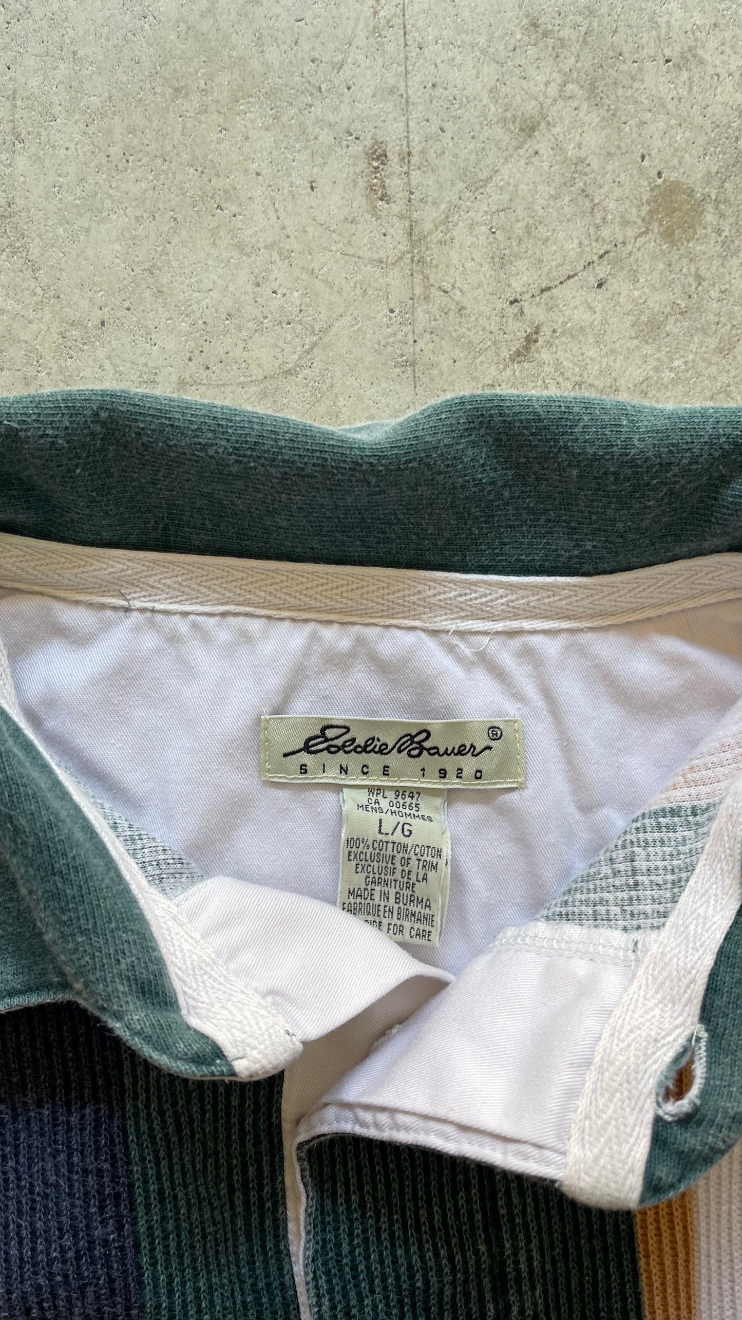 2000S EDDIE BAUER STRIPES RUGBY SWEATSHIRT - L