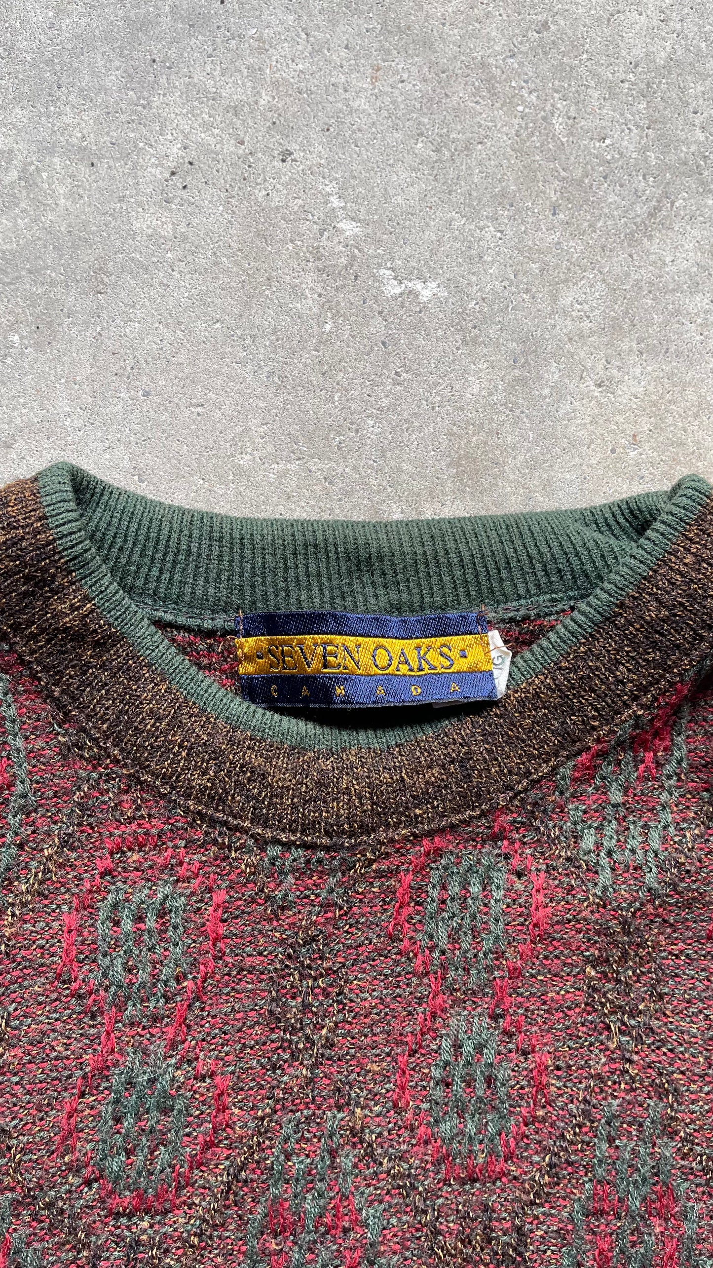 1990S STEVE OAKS PATTERENED KNIT SWEATER BURGUNDY - L