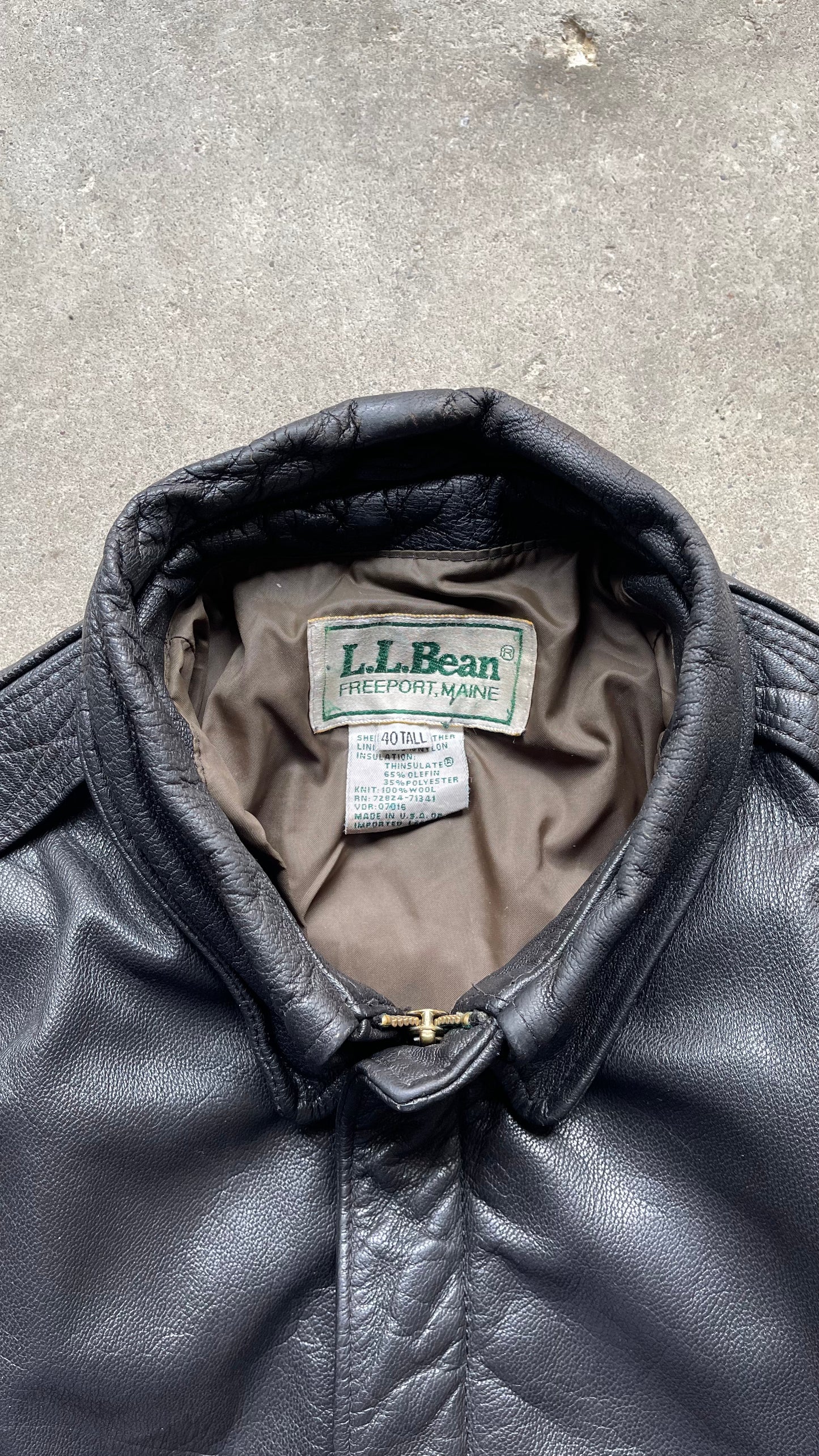 1990S L.L BEAN BOMBER FLIGHT A-2 LEATHER JACKET - L
