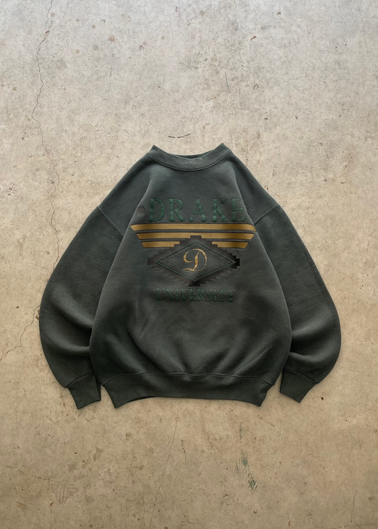1990S DRAKE UNIVERSITY SWEATSHIRT GREEN -  M