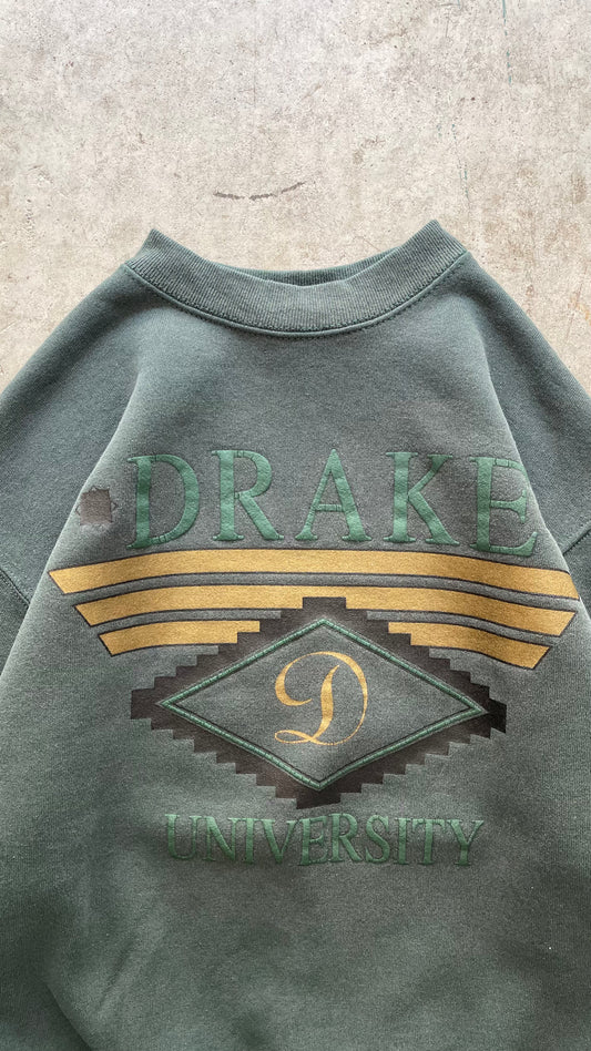 1990S DRAKE UNIVERSITY SWEATSHIRT GREEN -  M