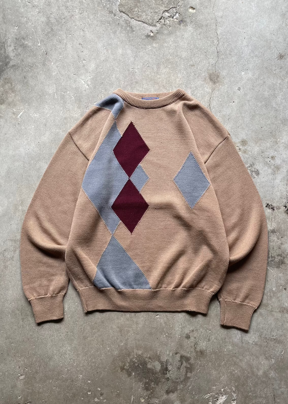 1990S PENDELTON ARGYLE KNIT SWEATER - L