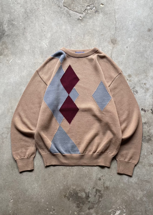 1990S PENDELTON ARGYLE KNIT SWEATER - L