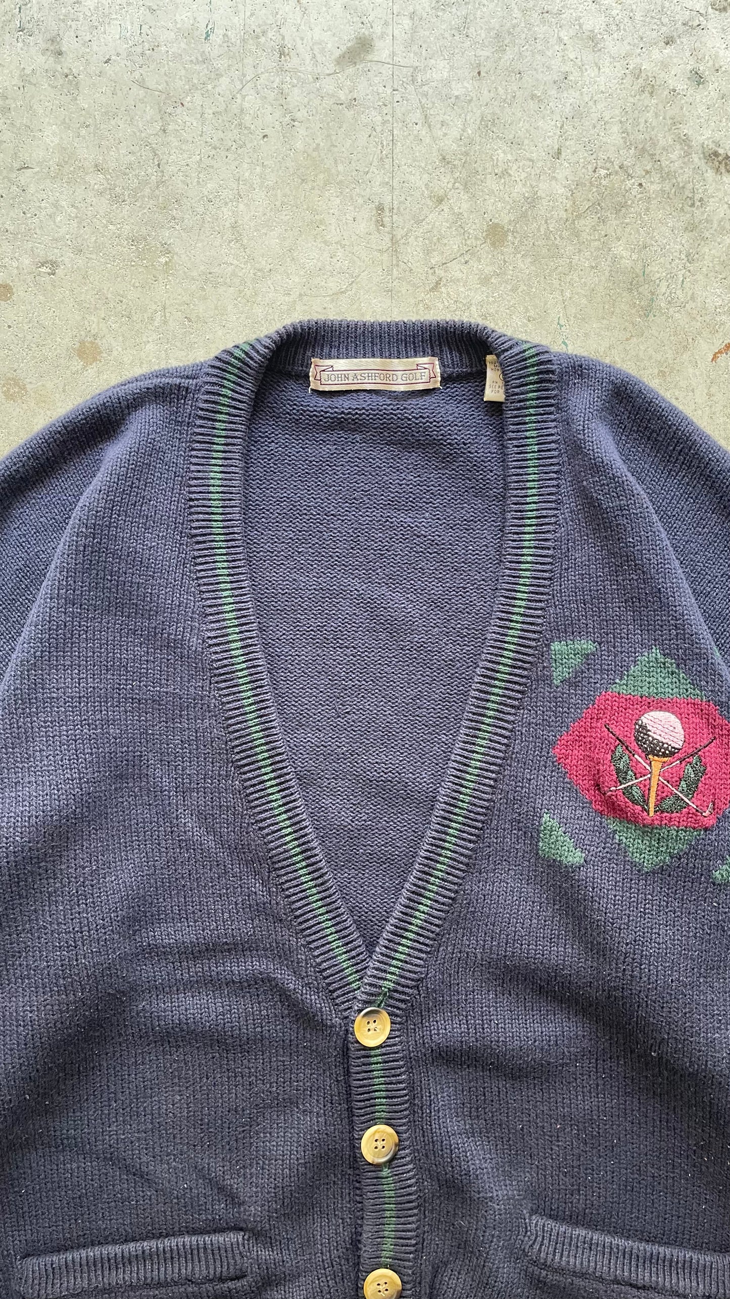 1990S GOLF CARDIGAN SWEATER - L