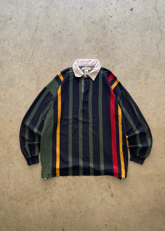 1990S EDDIE BAUER RUGBY STRIPES SWEATSHIRT - L