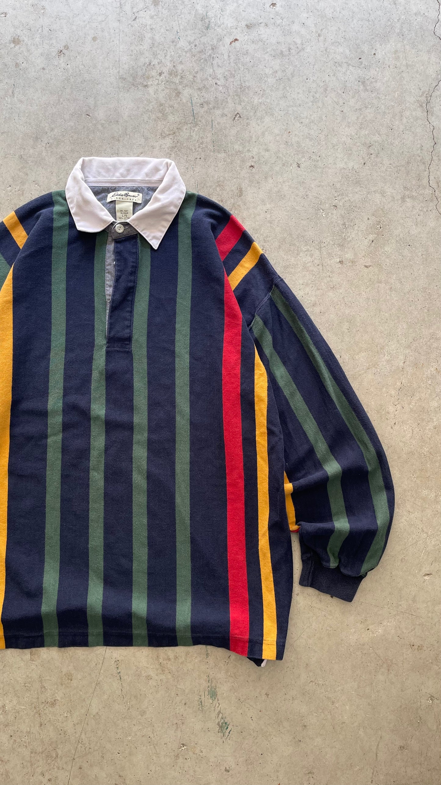 1990S EDDIE BAUER RUGBY STRIPES SWEATSHIRT - L