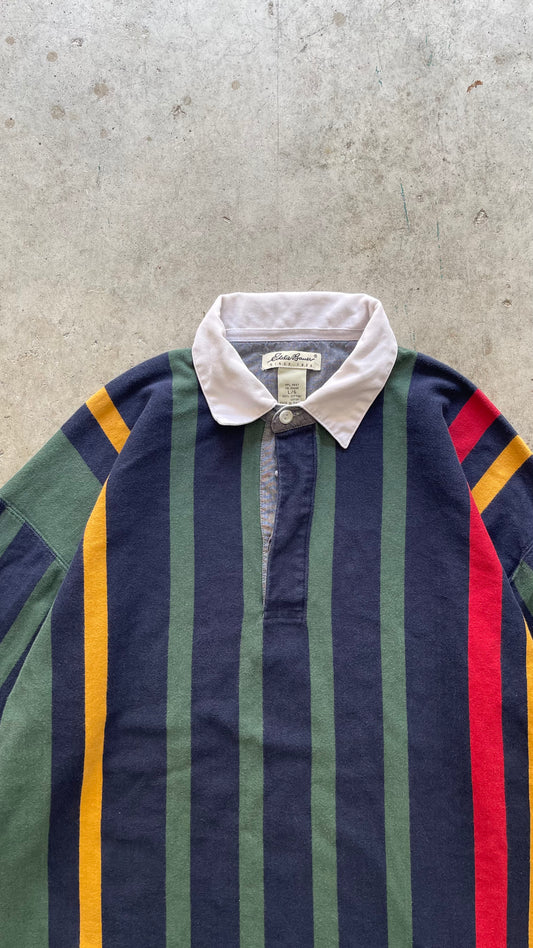 1990S EDDIE BAUER RUGBY STRIPES SWEATSHIRT - L