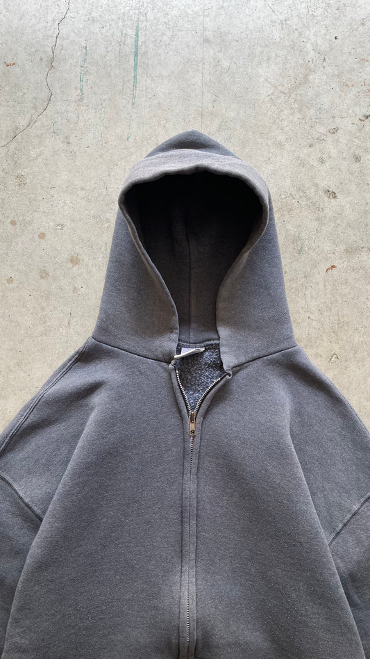 1990S FADED RUSSELL ATHLETIC ZIP UP HOODIE - L