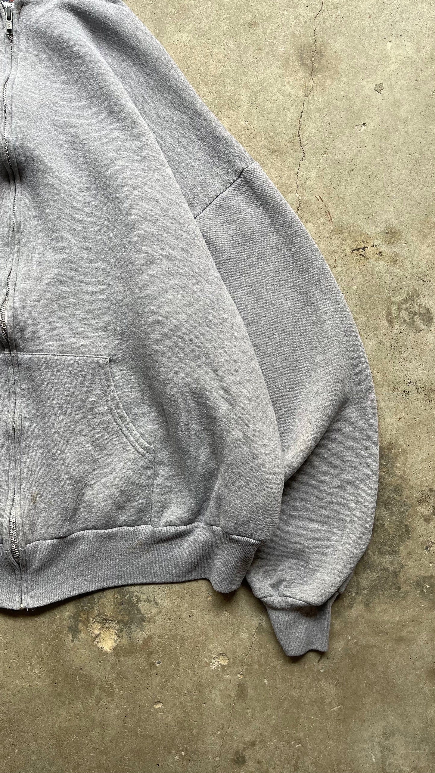 1990S BLANK ZIP HOODIE GREY - XL
