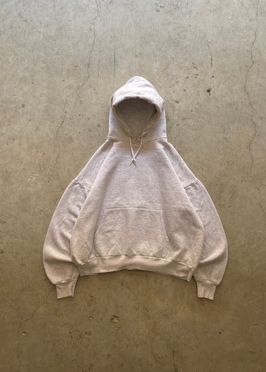 1990S HANES BOXY HOODIE HEATHER GREY - XL