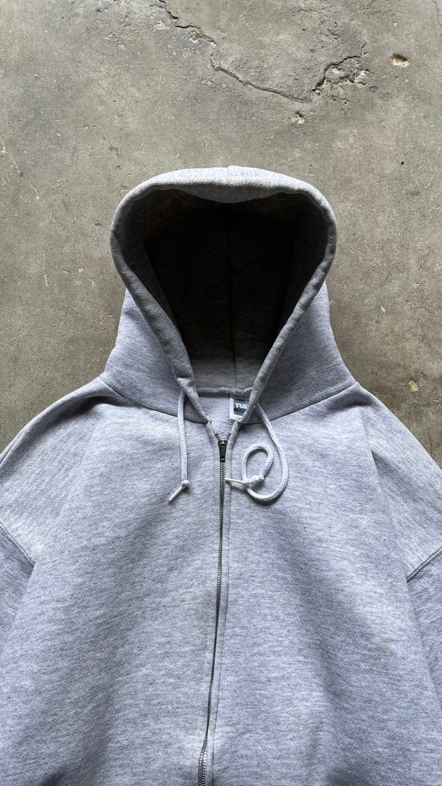 1990S BLANK GREY ZIP HOODIE - XL