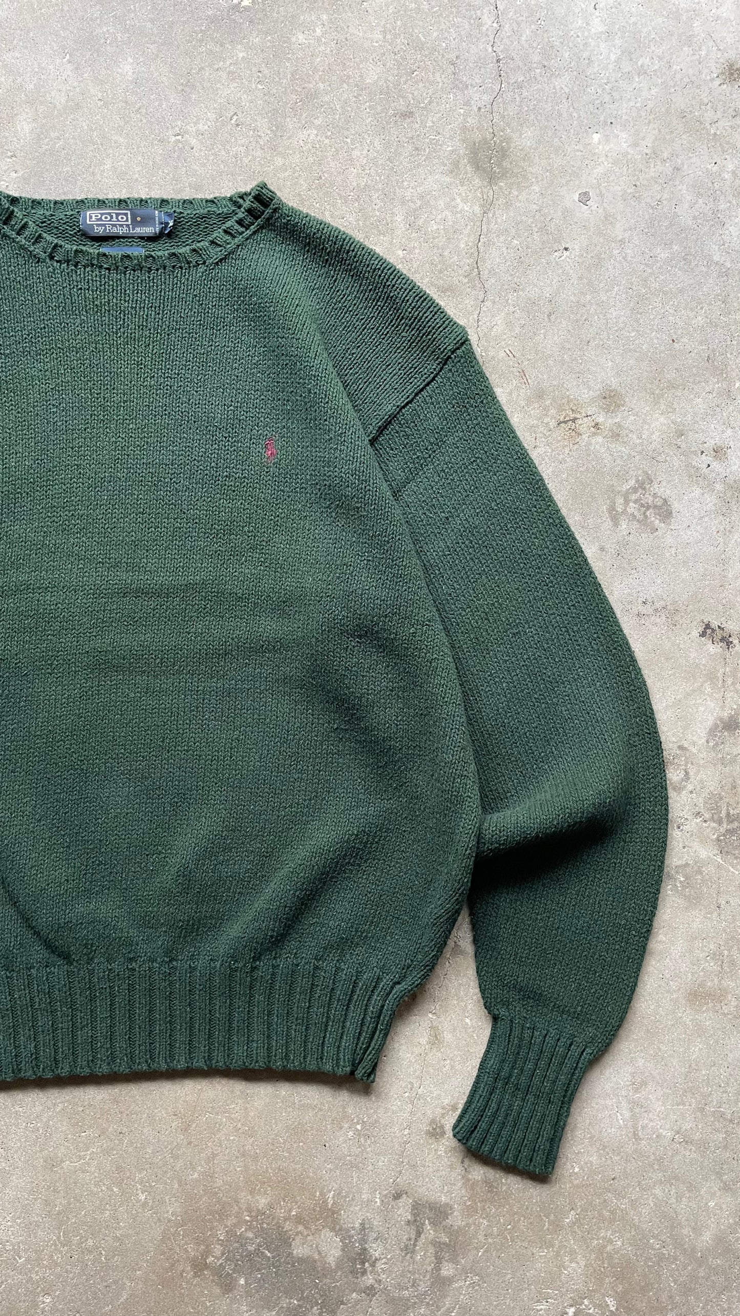 1990S POLO RALPH LAUREN GREEN SWEATER - XL