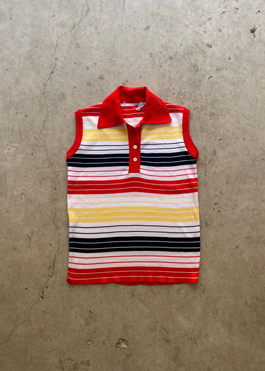1990S STRIPE COLLARED TANK TEE - S
