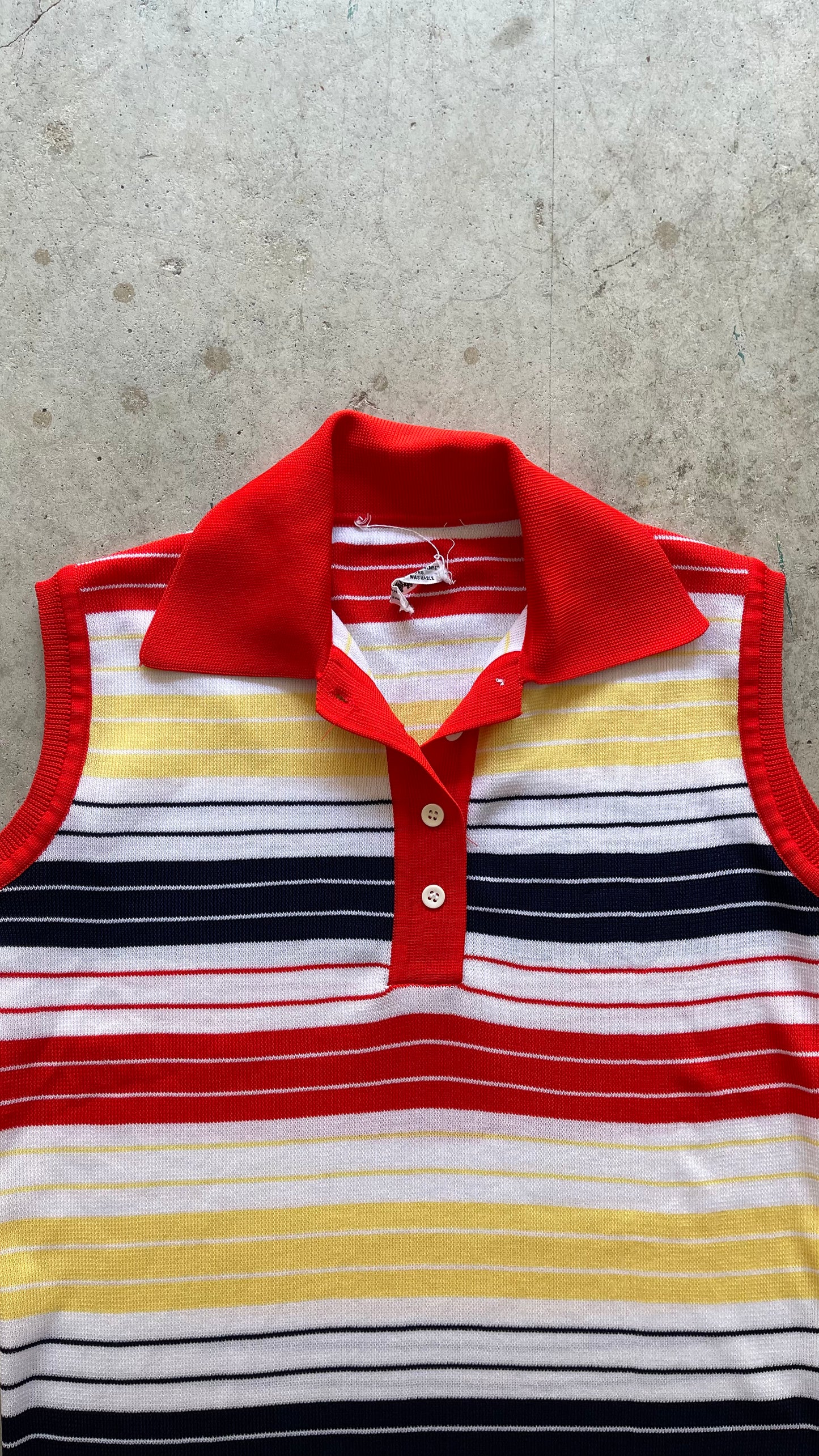 1990S STRIPE COLLARED TANK TEE - S