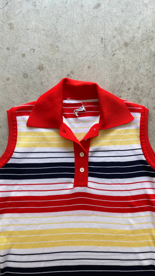 1990S STRIPE COLLARED TANK TEE - S