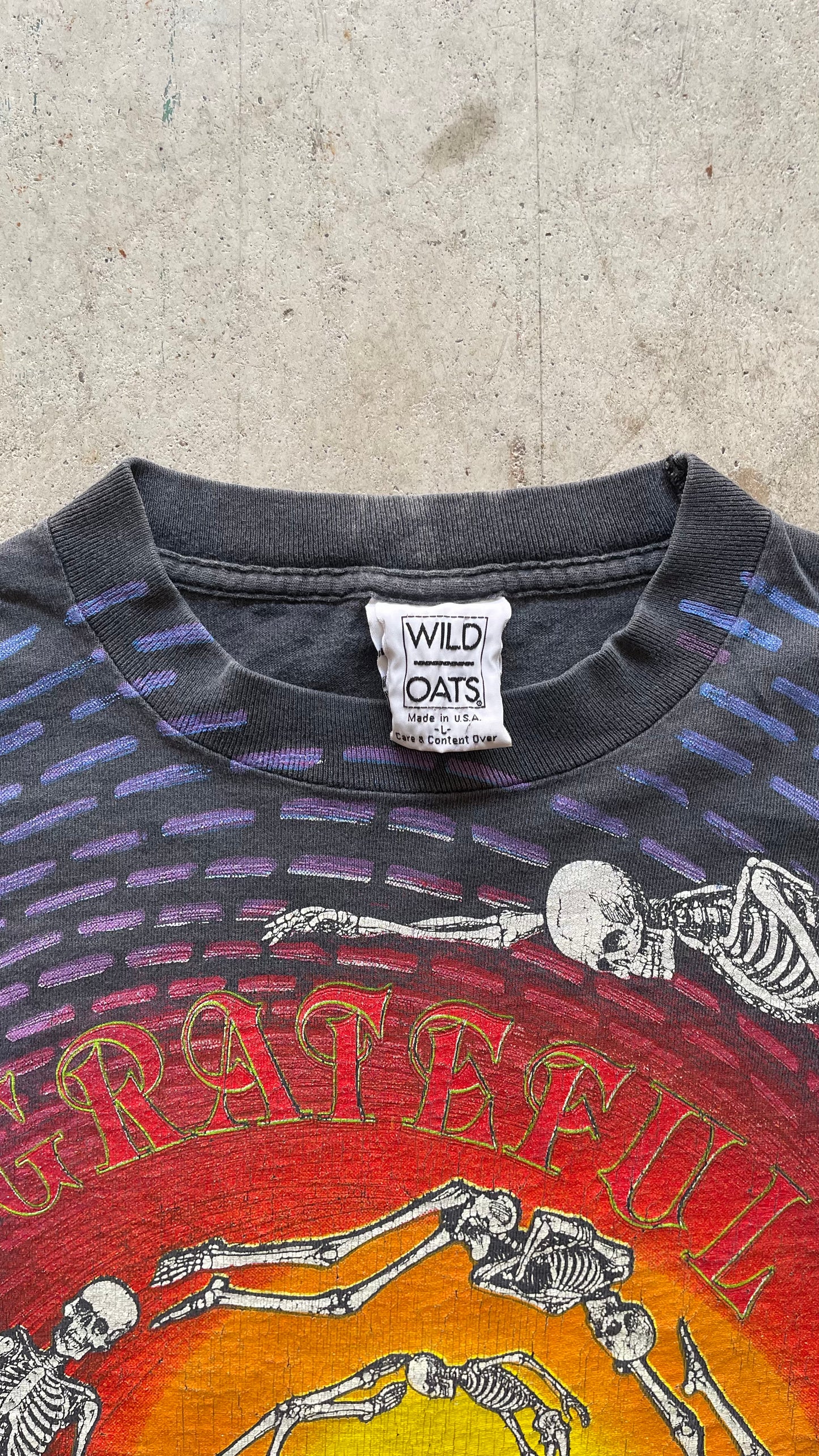 1990S GRATEFUL DEAD SPIRAL SKELETONS TEE - L