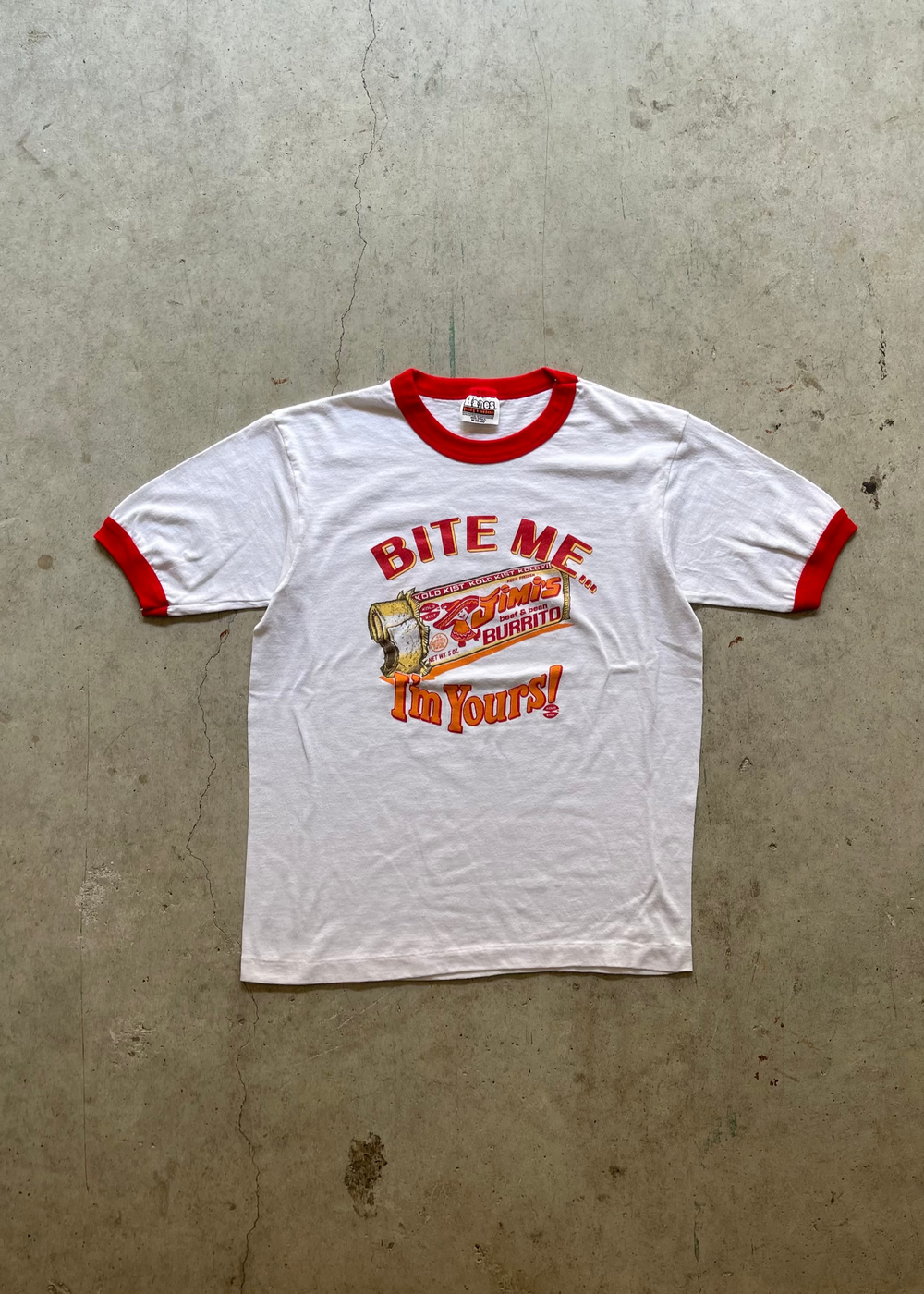 1990S "BITE ME" RINGER TEE  - M