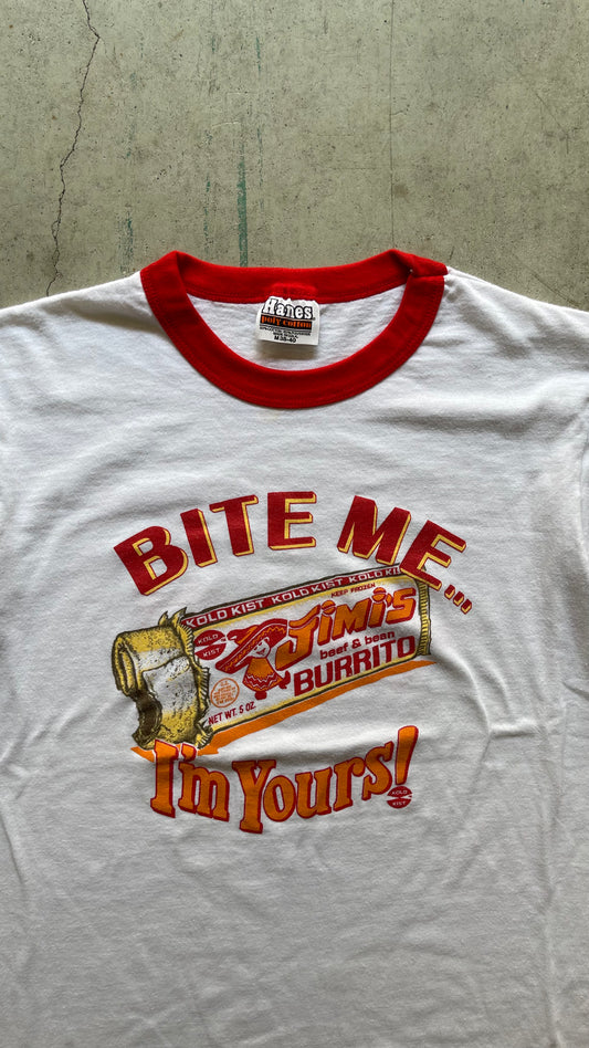 1990S "BITE ME" RINGER TEE  - M