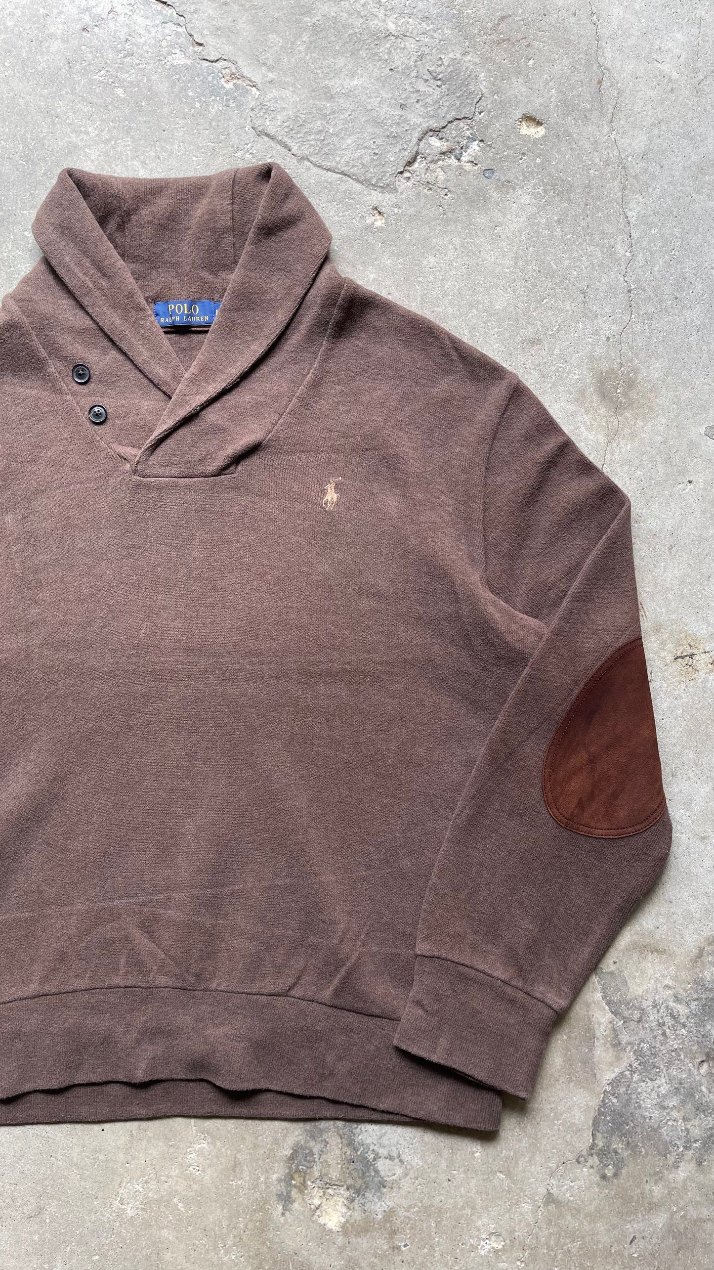 2000S POLO RALPH LAUREN JERSEY SHAWL SWEATER - L