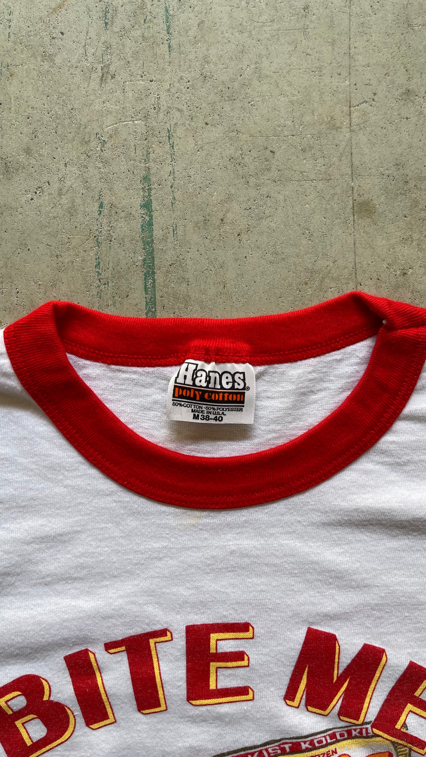 1990S "BITE ME" RINGER TEE  - M