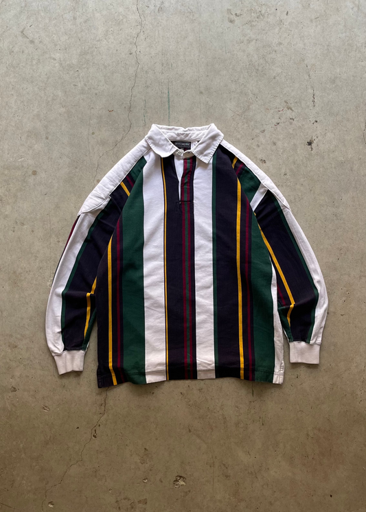 2000S STRIPES RUGBY SWEATSHIRT - L