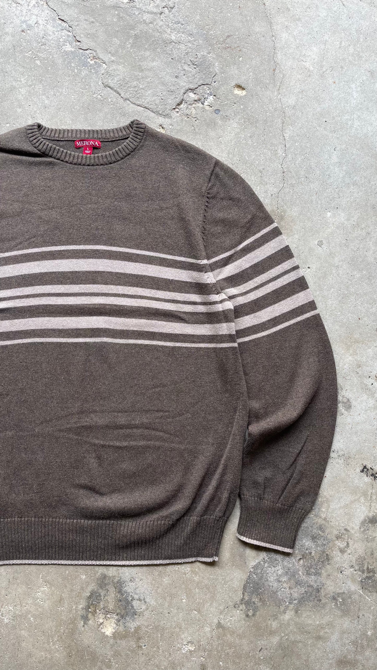 2000S MERONA STRIPED SWEATER BROWN - L