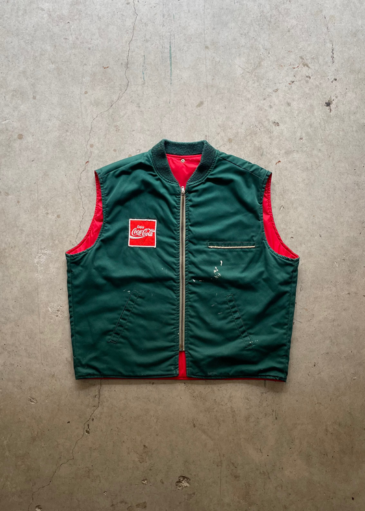 1990S COCA-COLA VEST JACKET GREEN - L