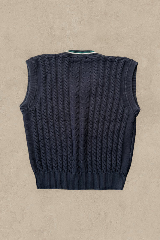 1990S - NAVY FILA RIBBED VEST - L